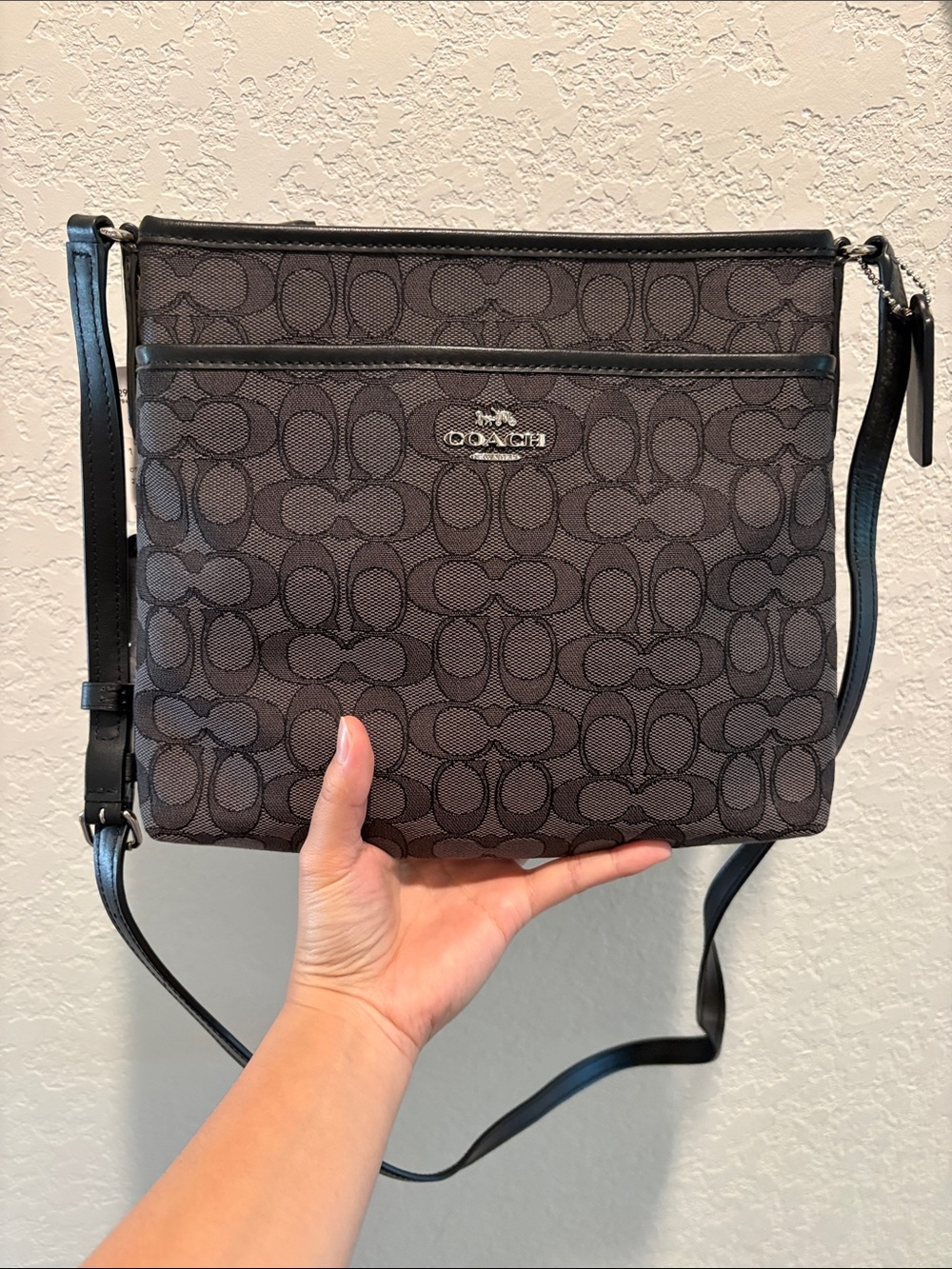 NWT Coach Signature Canvas Crossbody Bag in Charcoal
